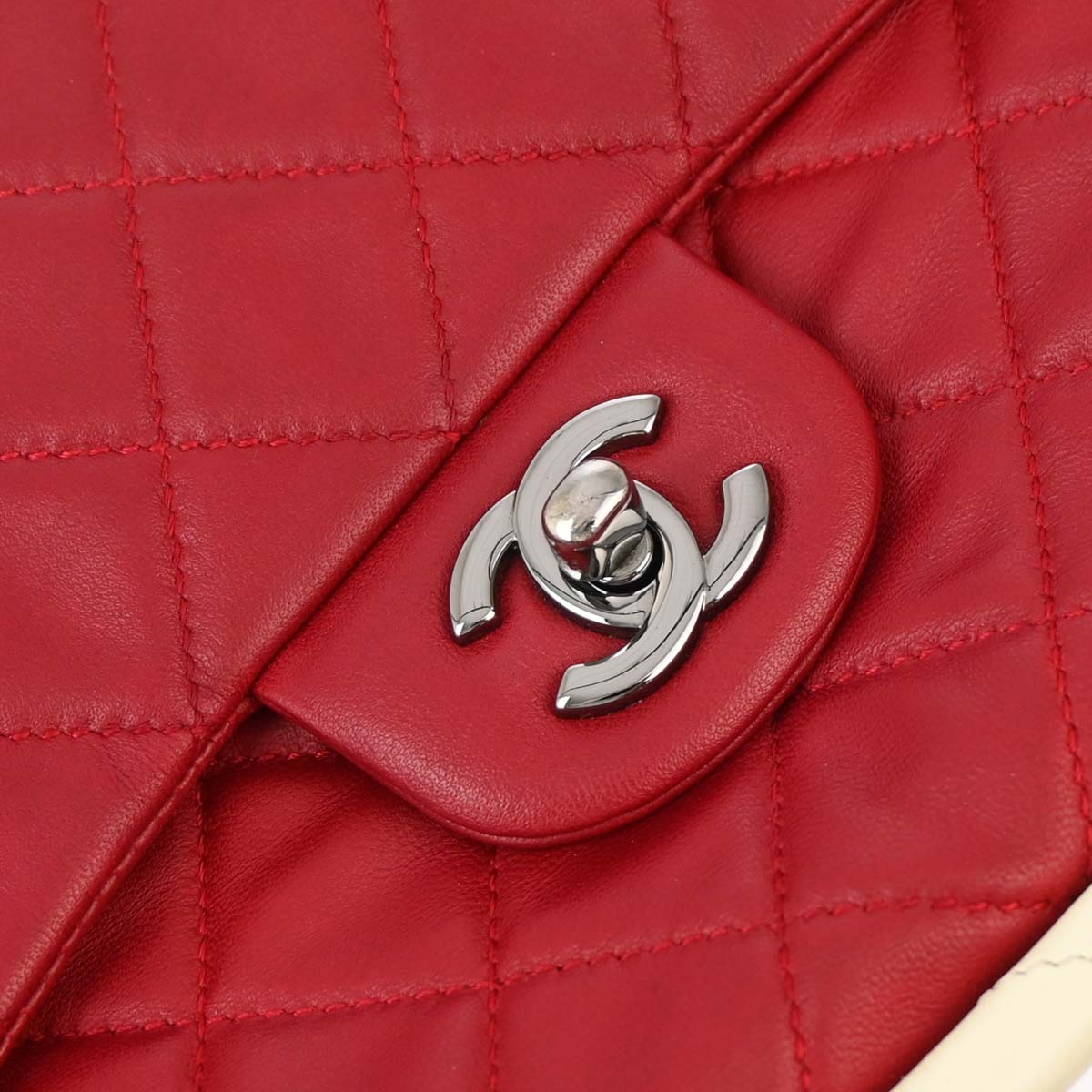 Chanel Red Lambskin Hula Hoop Handbag