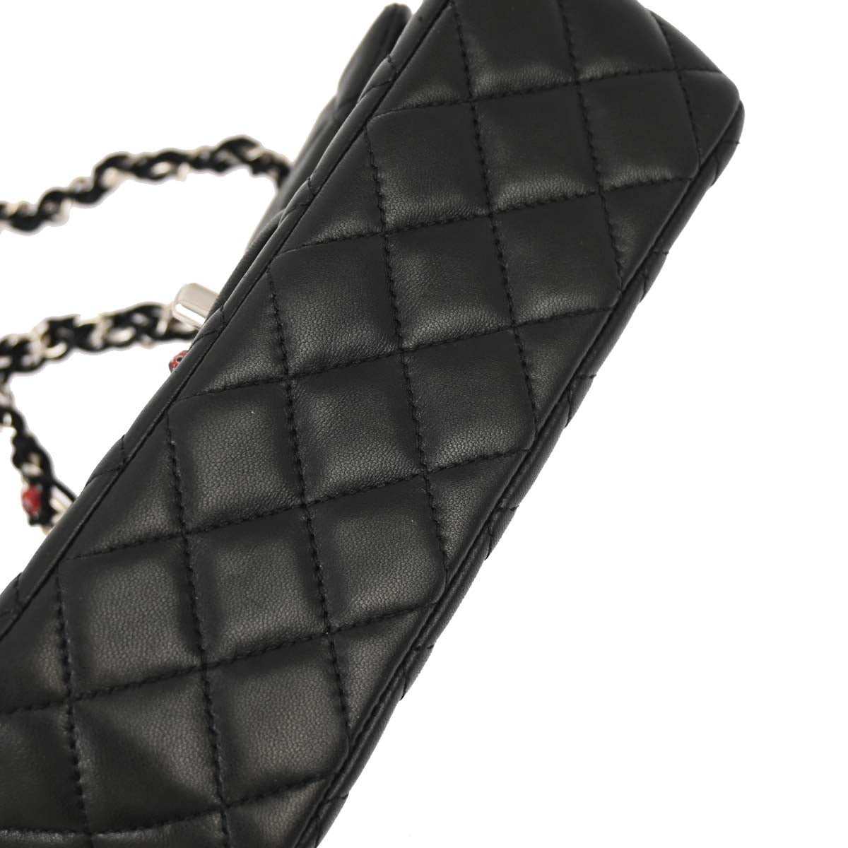 Chanel Black Lambskin Ladybug Single Flap Shoulder Bag