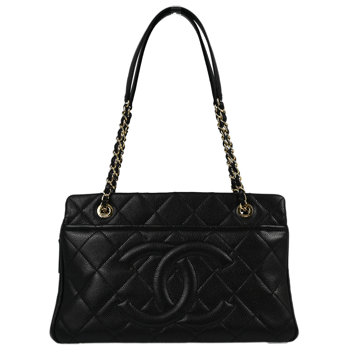 Chanel Black Caviar Chain Shoulder Tote Bag