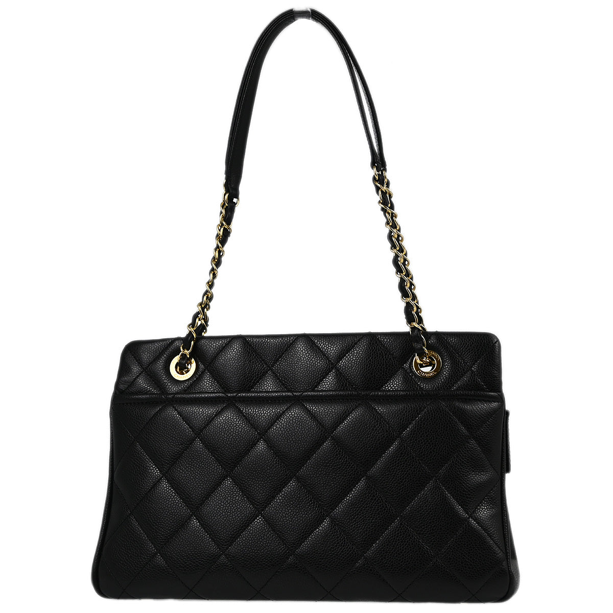 Chanel Black Caviar Chain Shoulder Tote Bag