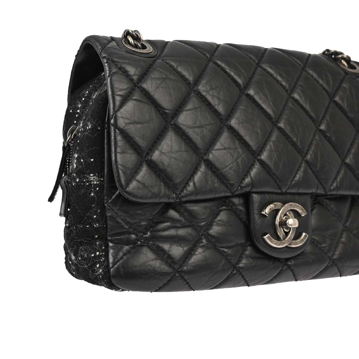 Chanel Black Calfskin Single Flap Shoulder Bag