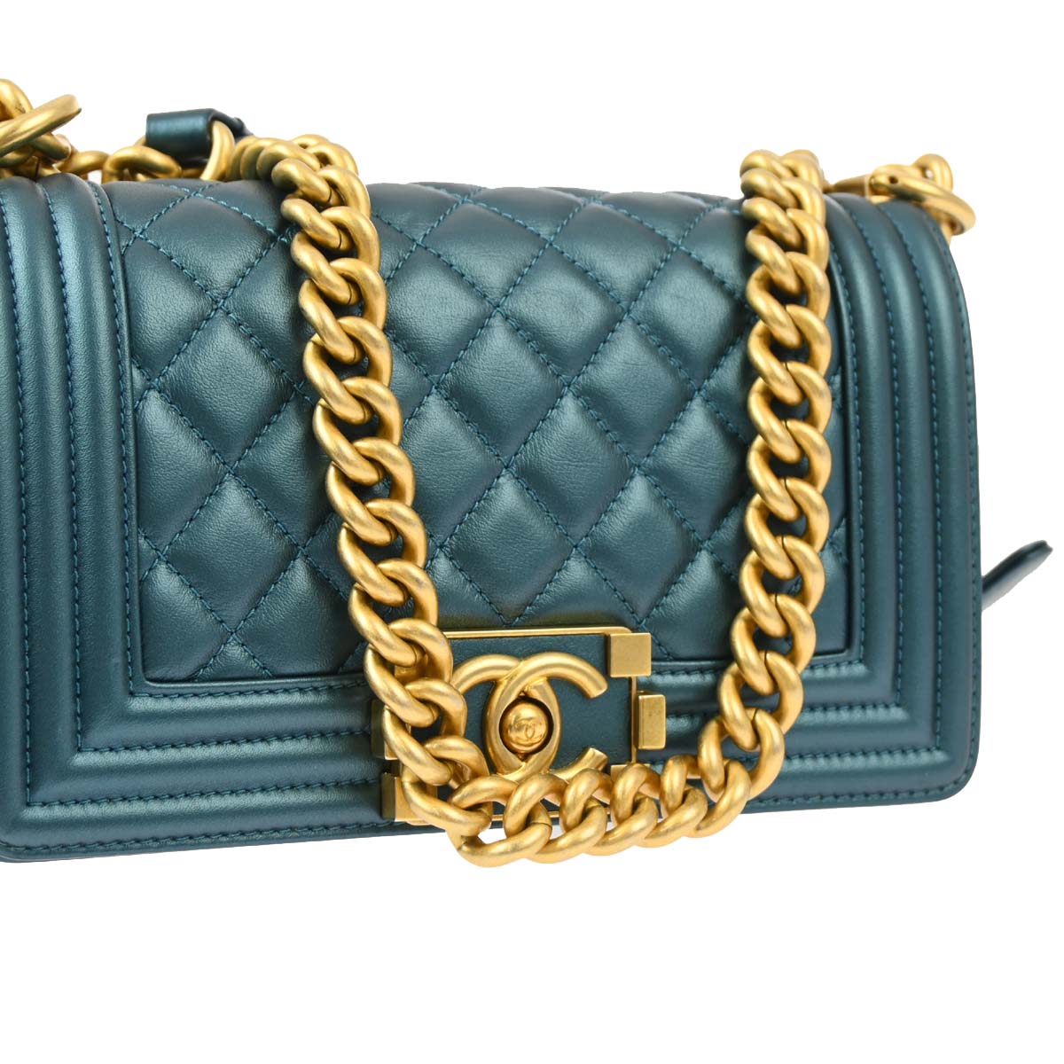 Boy Chanel Blue Calfskin Small Chain Shoulder Bag