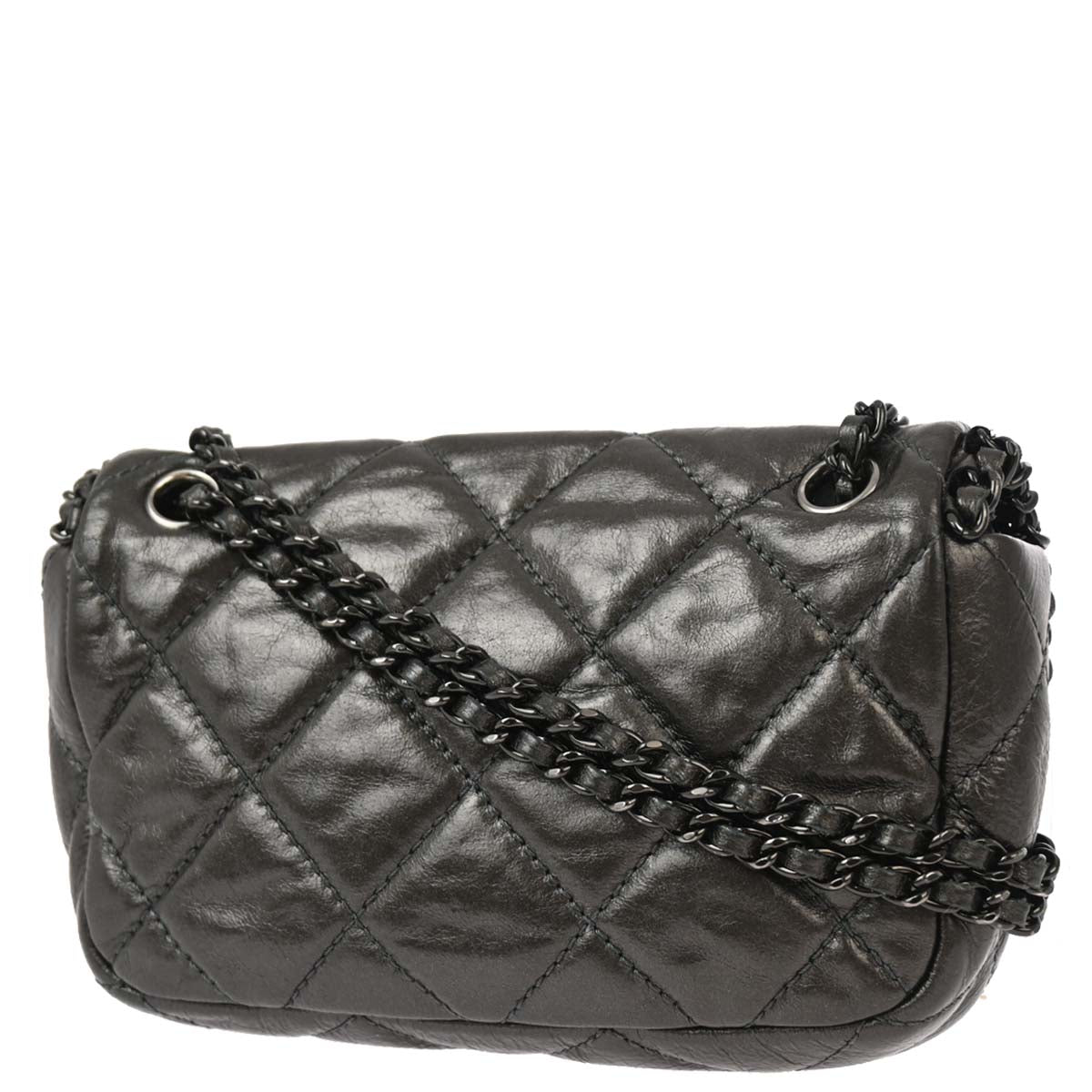 Chanel 2010-2011 Gray Calfskin Luxury Line Shoulder Bag