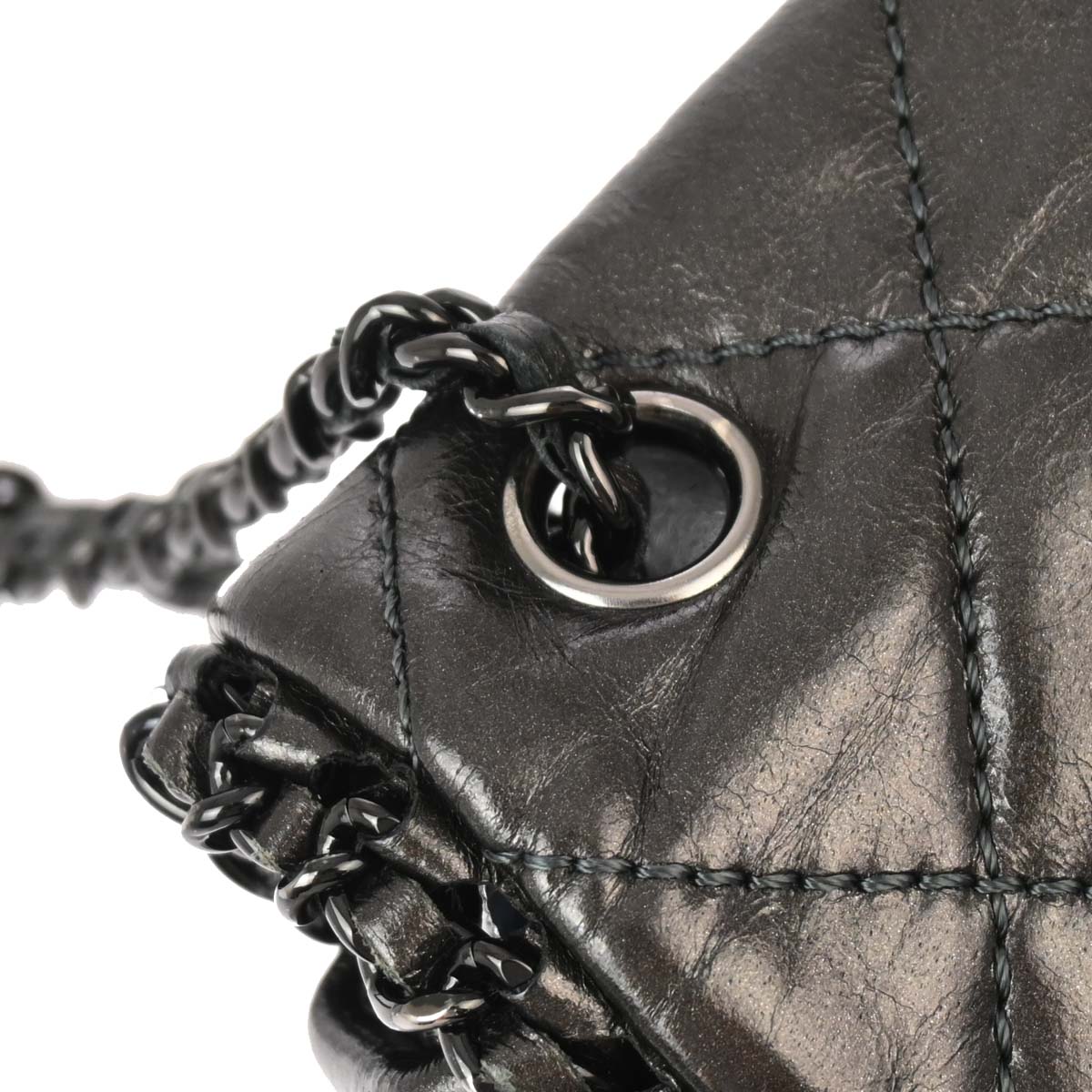 Chanel 2010-2011 Gray Calfskin Luxury Line Shoulder Bag