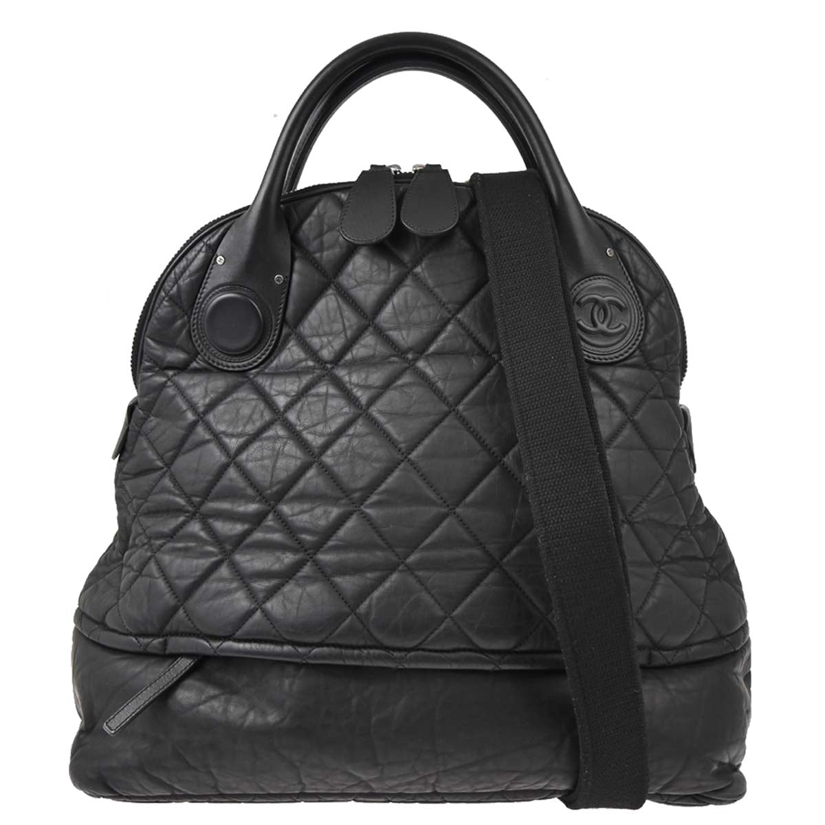 Chanel Black Glitter Fabric Coco Cocoon 2way Shoulder Handbag