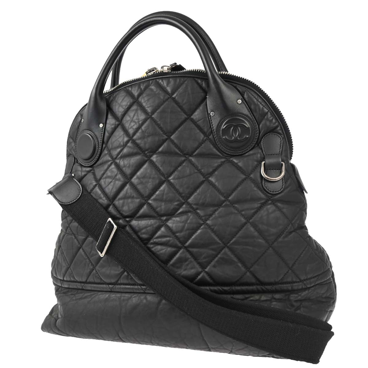 Chanel Black Glitter Fabric Coco Cocoon 2way Shoulder Handbag