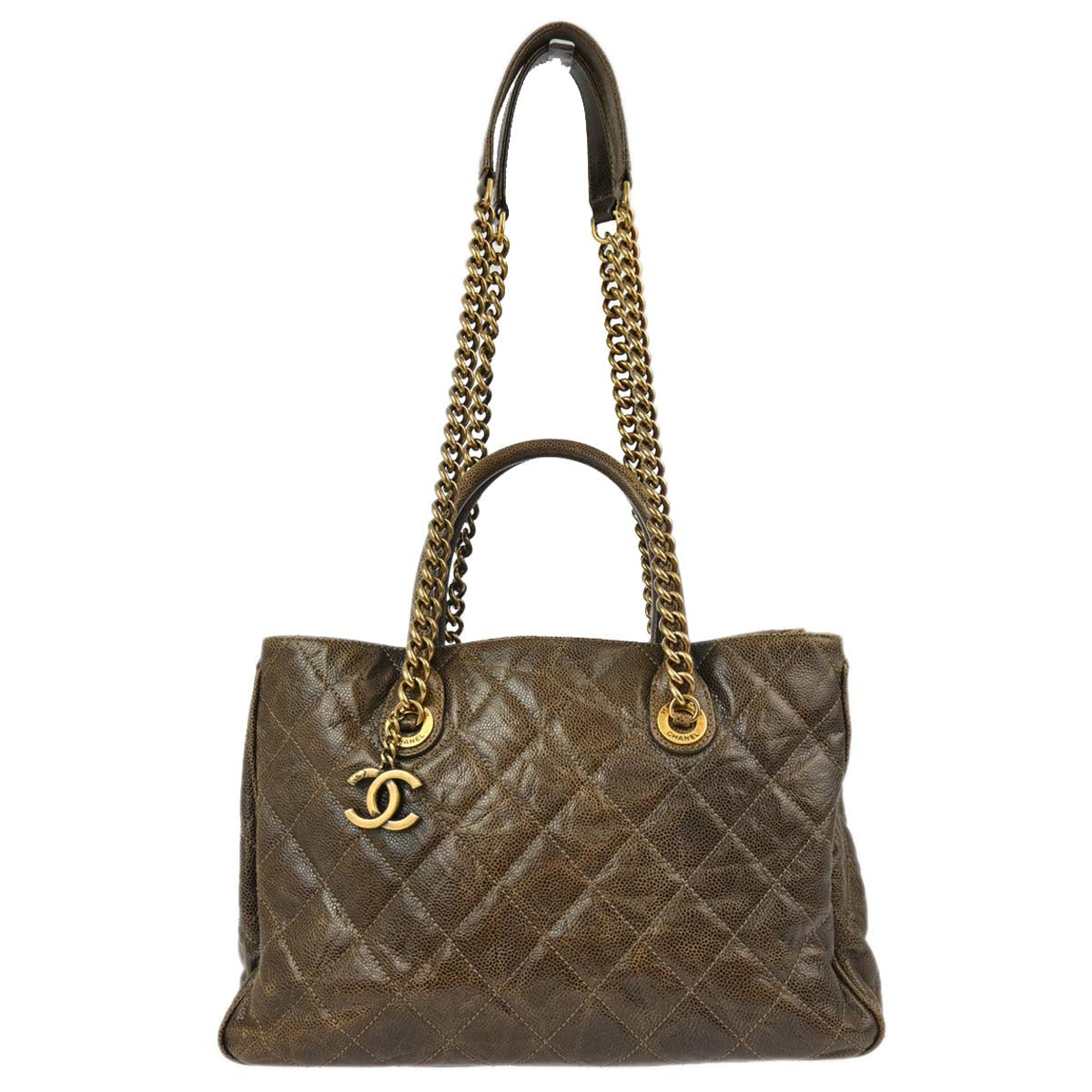 Chanel Brown Caviar 2way Shoulder Tote Handbag