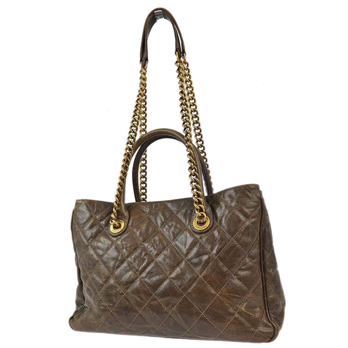 Chanel 2012 Brown Caviar 2way Shoulder Tote Handbag