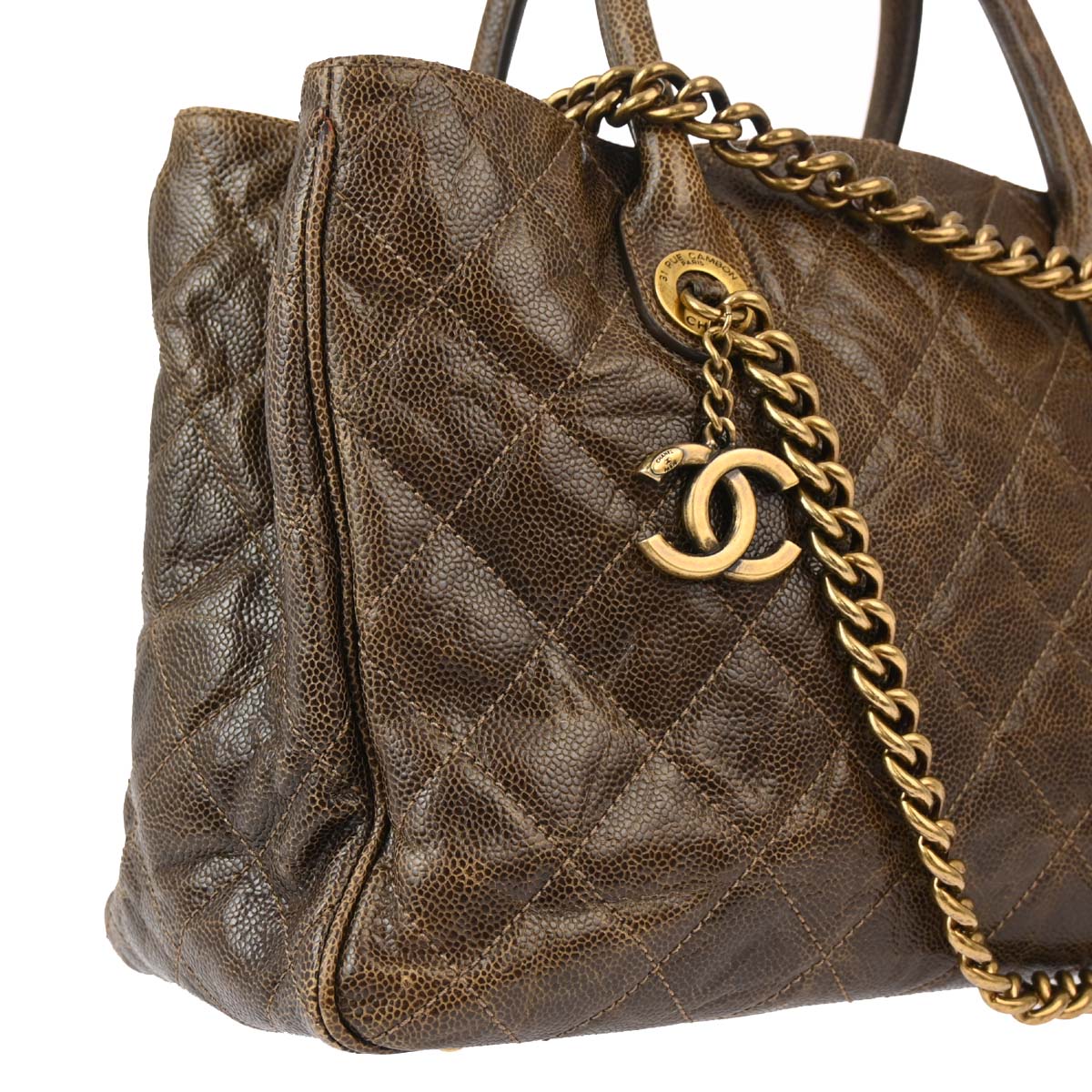 Chanel Brown Caviar 2way Shoulder Tote Handbag