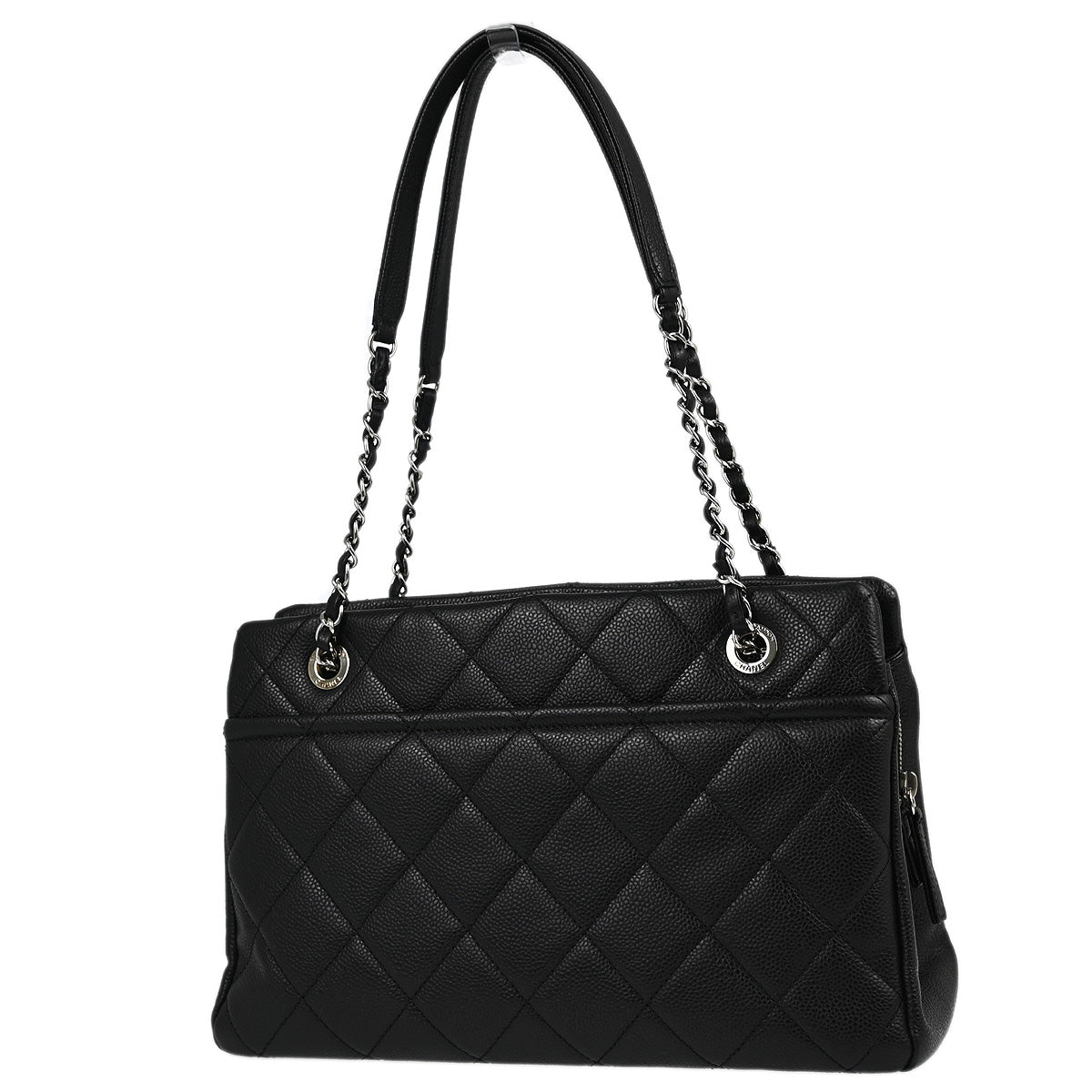 Chanel Black Caviar Chain Shoulder Tote Bag