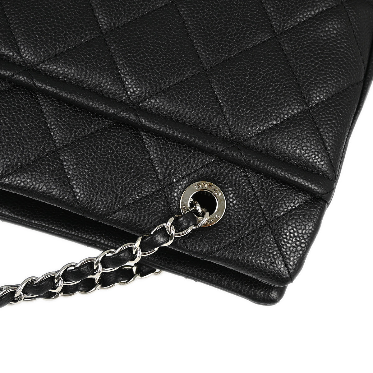 Chanel Black Caviar Chain Shoulder Tote Bag