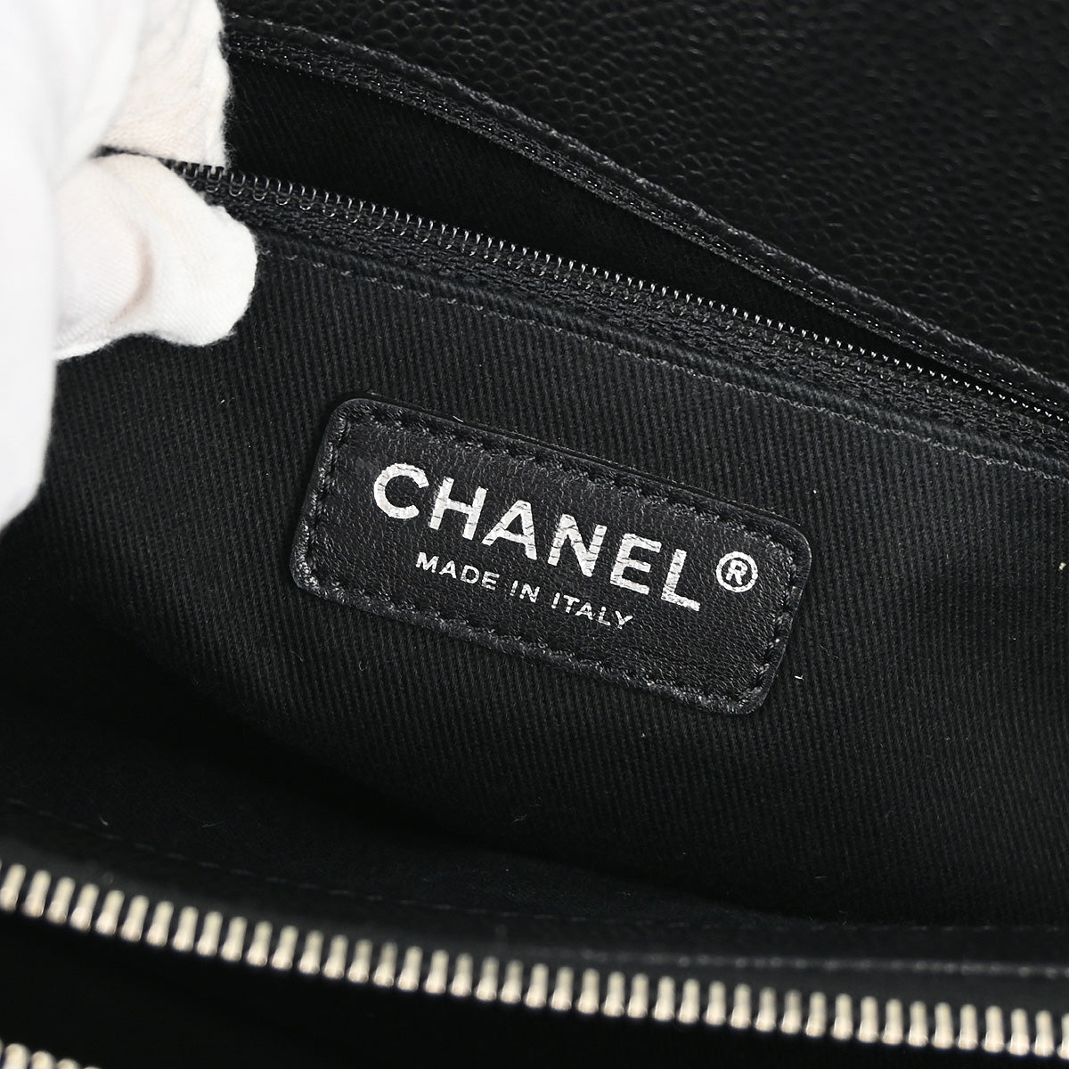 Chanel Black Caviar Chain Shoulder Tote Bag