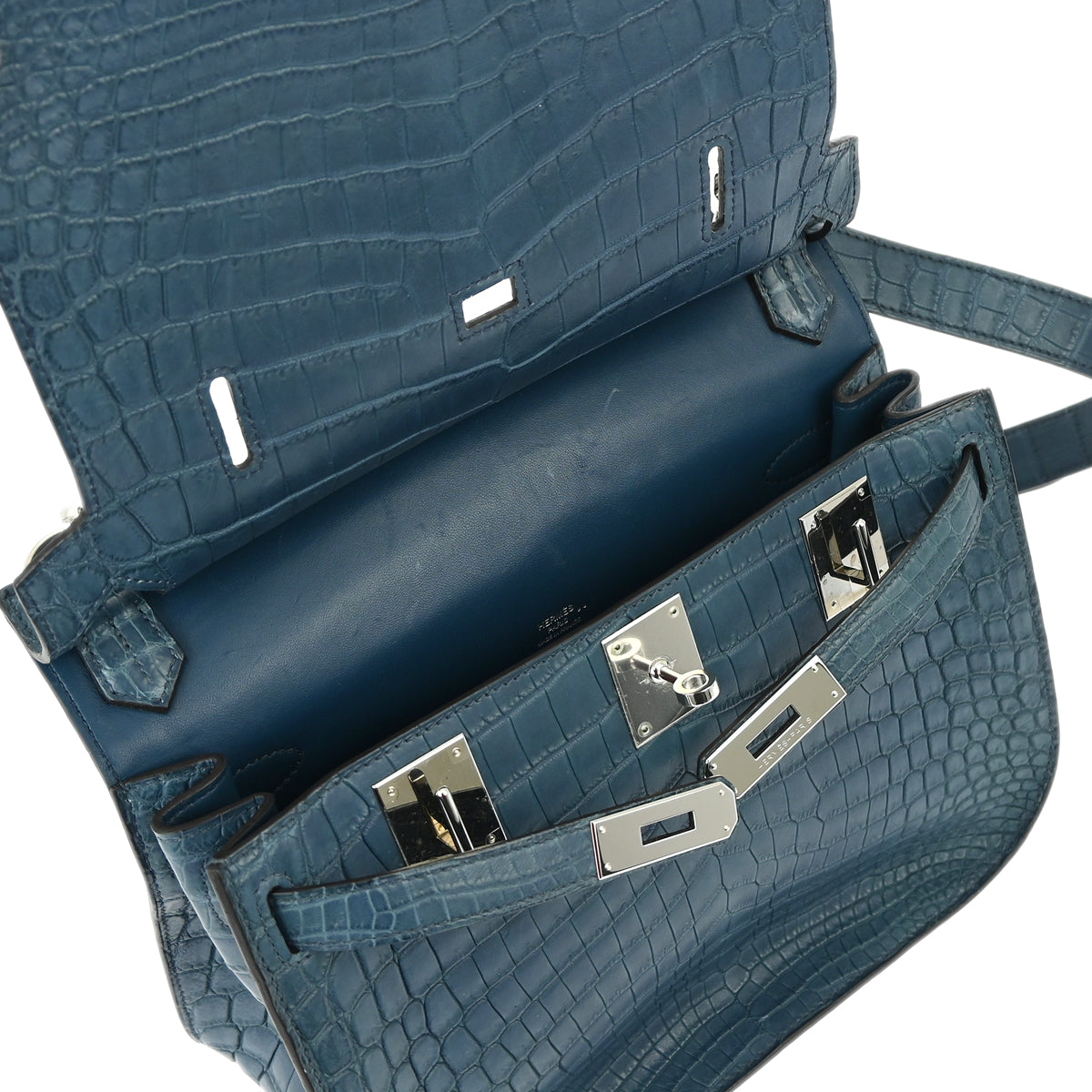 Hermes * Blue Tempete Matte Niloticus Crocodile Jypsiere 28 Shoulder Bag