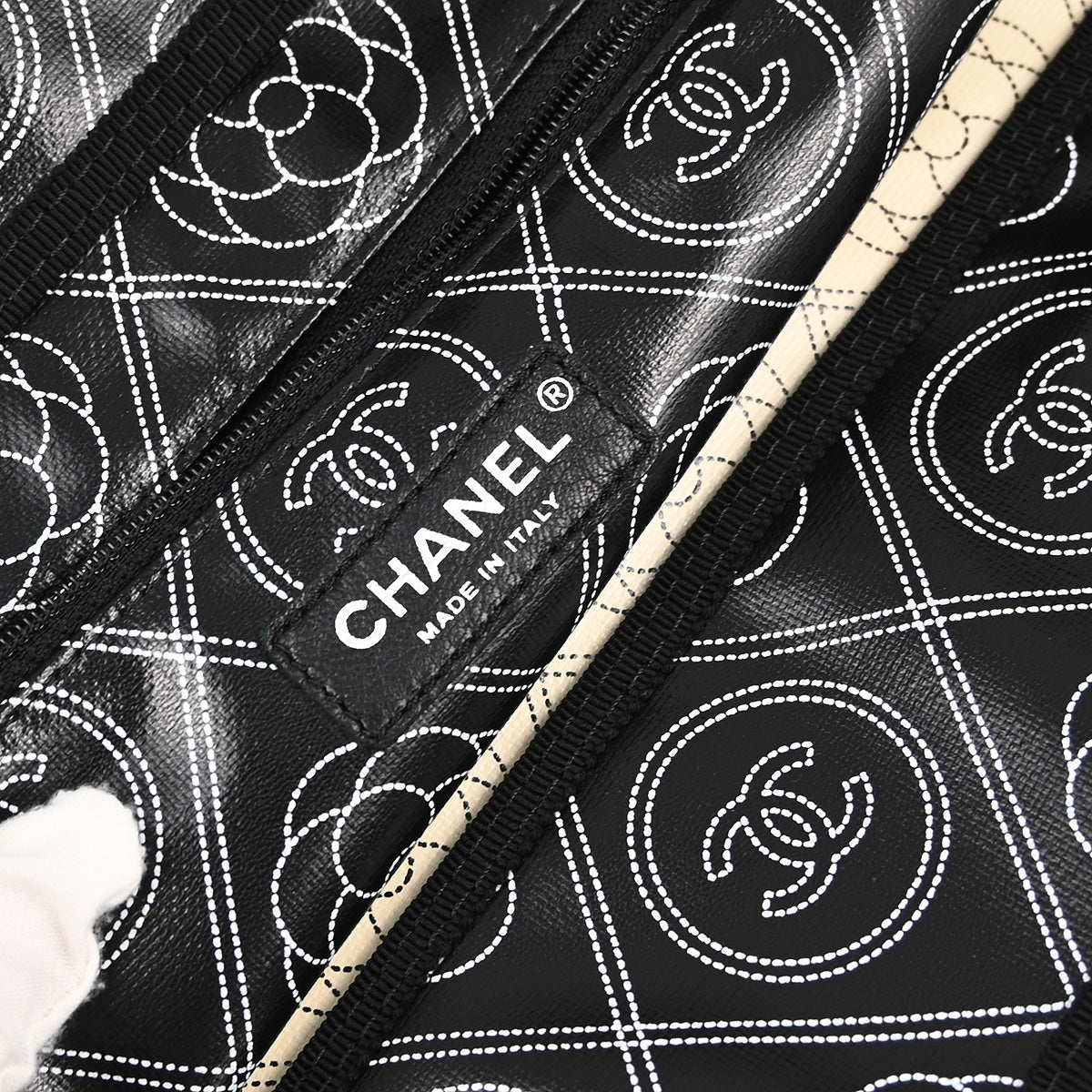 Chanel Black Printed Coated Canvas Camellia Shopping 2way Shoulder Tote Handbag