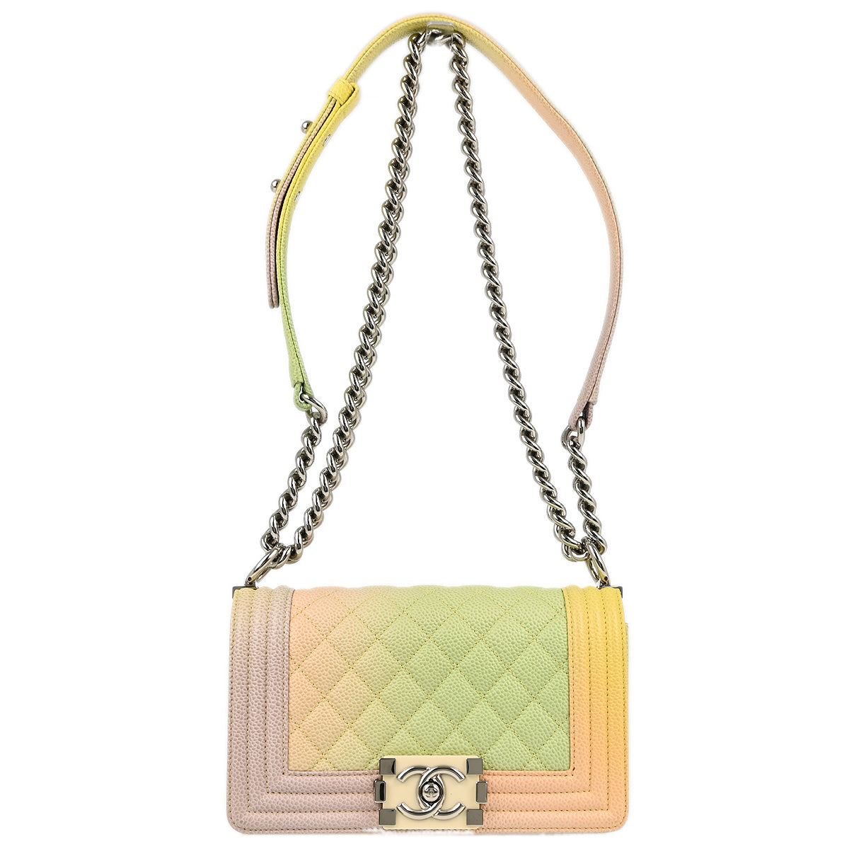 Boy Chanel Pink Blue Caviar Small Chain Shoulder Bag