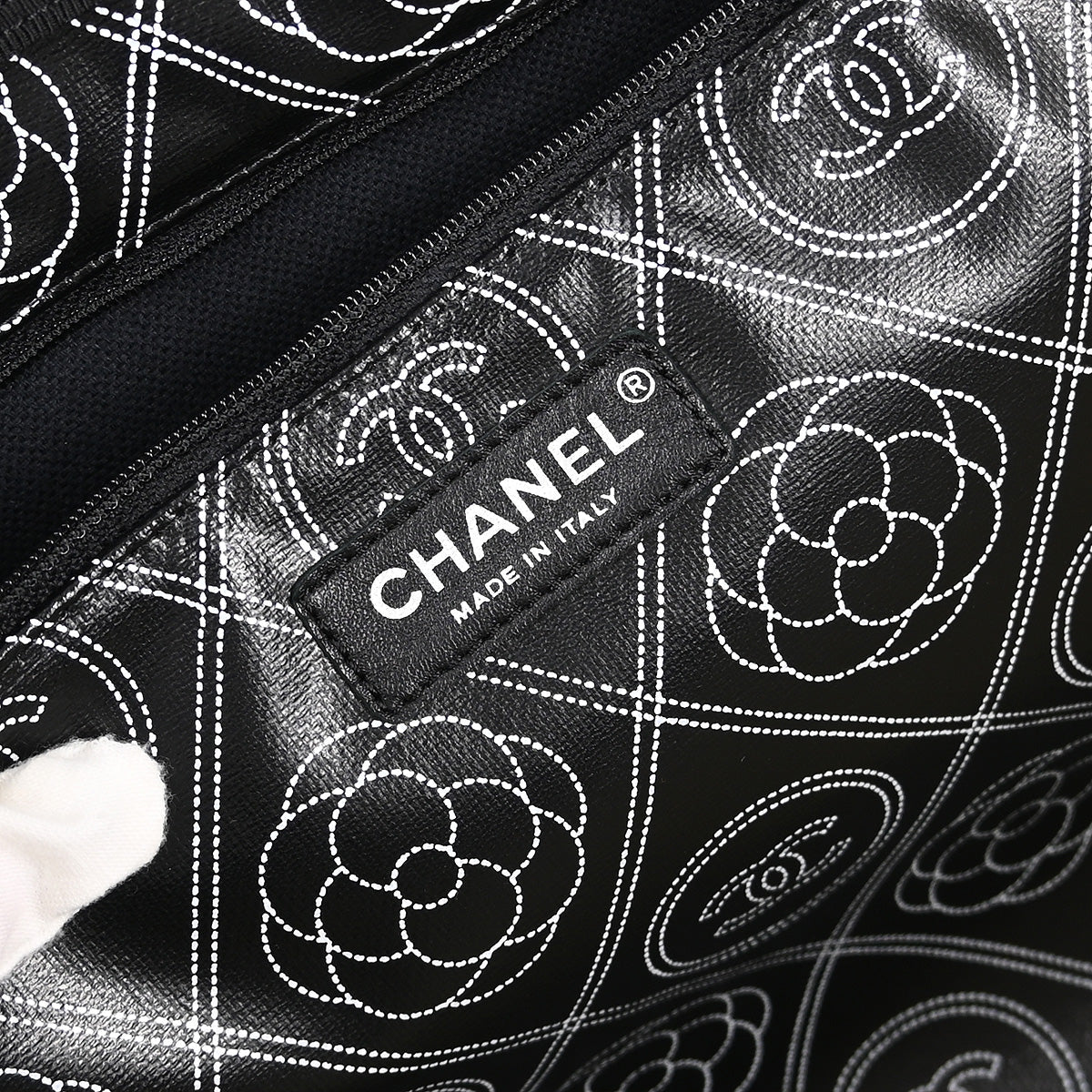 Chanel Black Printed Coated Canvas Camellia Shopping 2way Shoulder Tote Handbag