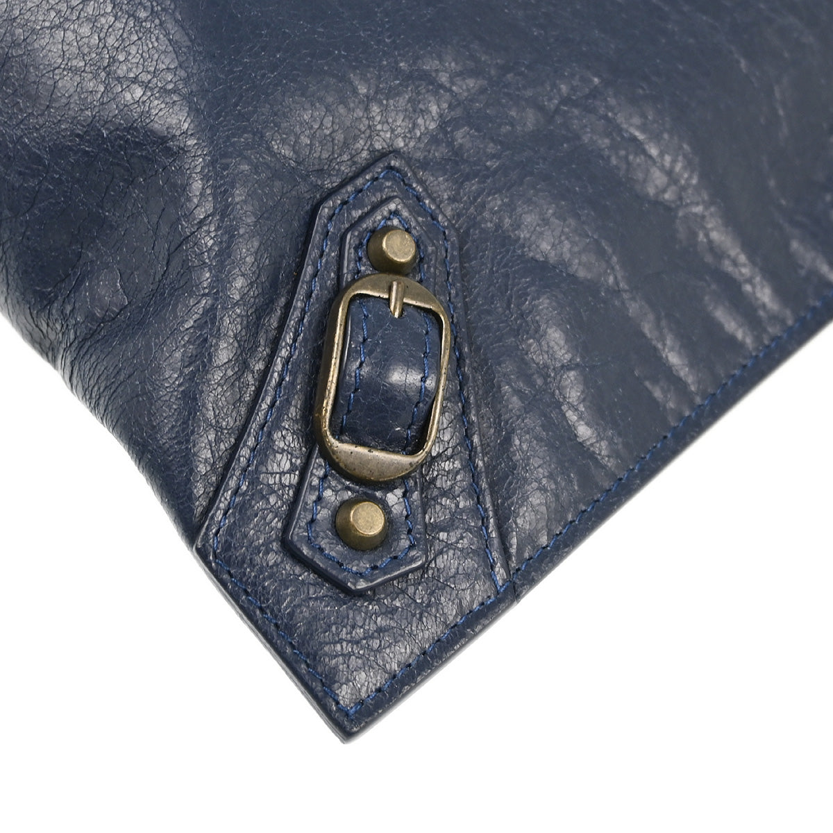 Balenciaga 2015 Navy Goatskin City Clutch Bag