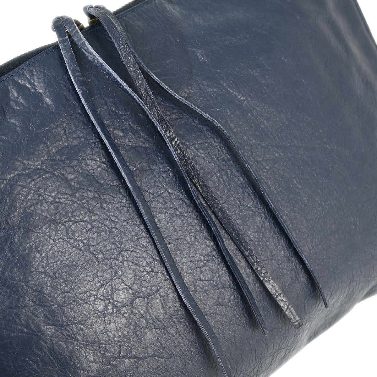 Balenciaga 2015 Navy Goatskin City Clutch Bag