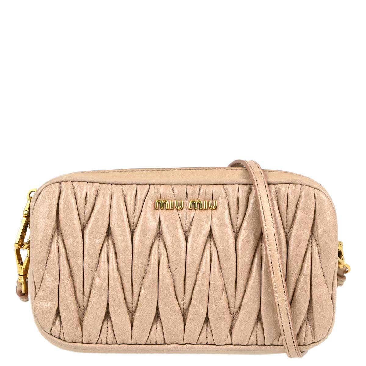 Miu Miu Beige Calf Skin Clutch Shoulder Bag