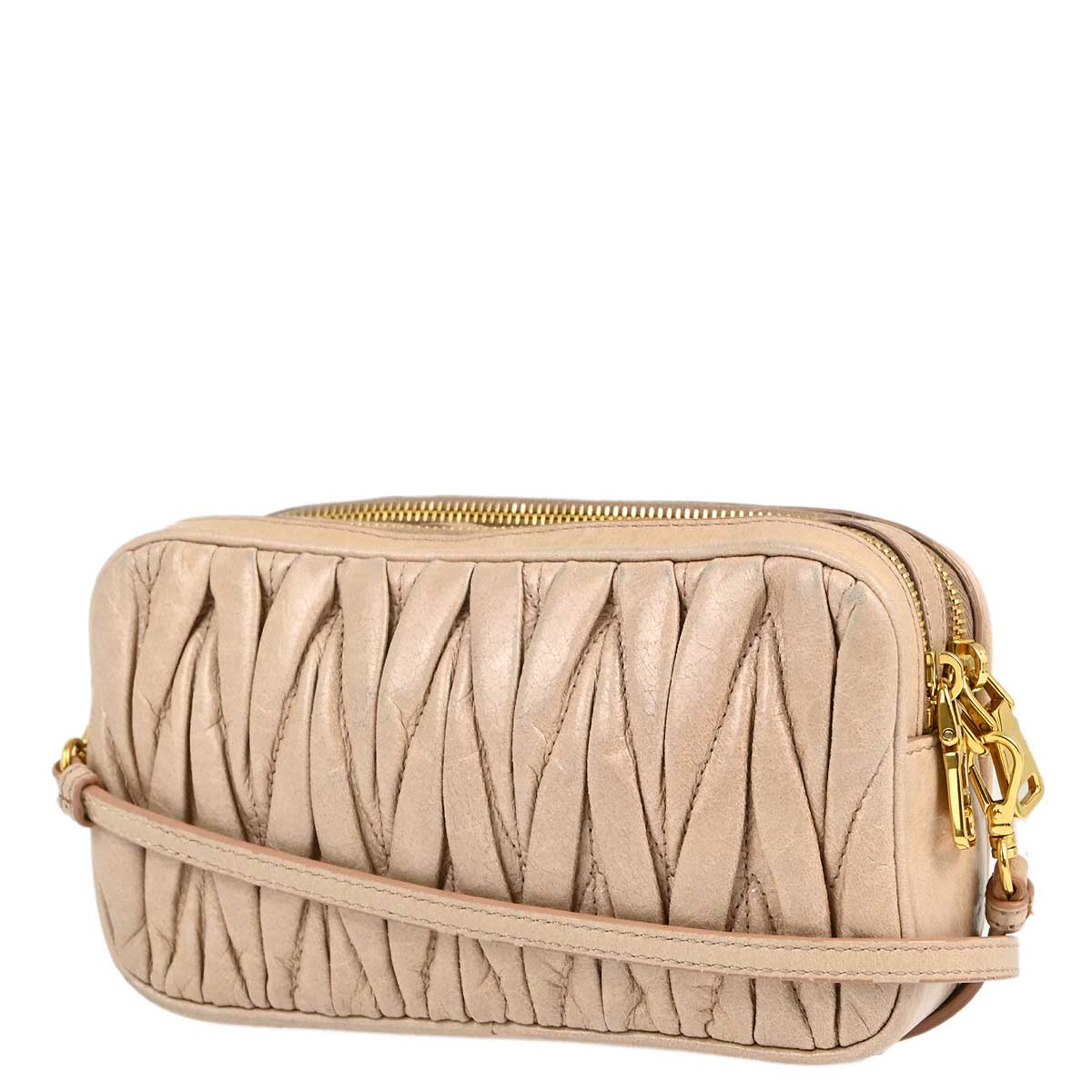 Miu Miu Beige Calf Skin Clutch Shoulder Bag