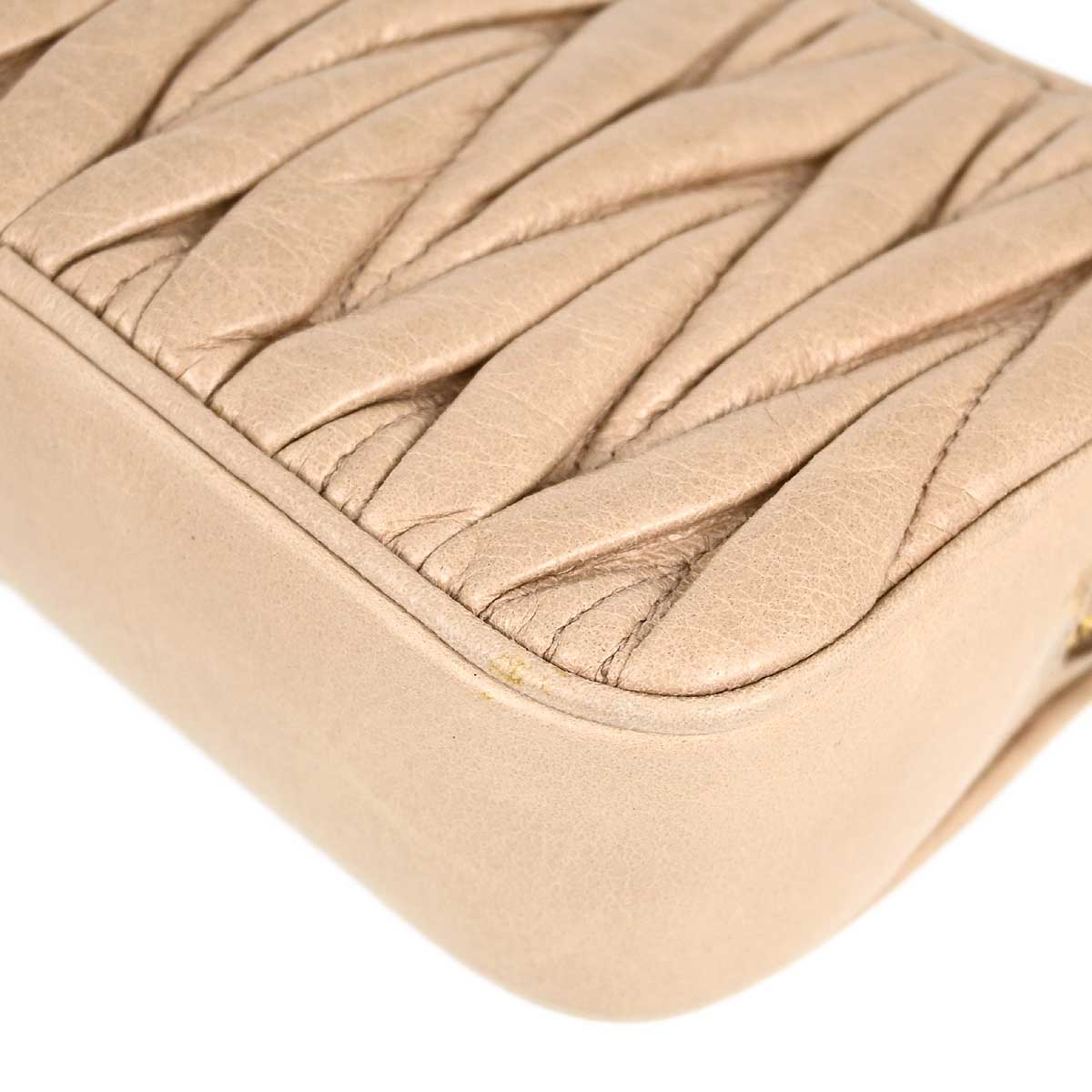 Miu Miu Beige Calf Skin Clutch Shoulder Bag