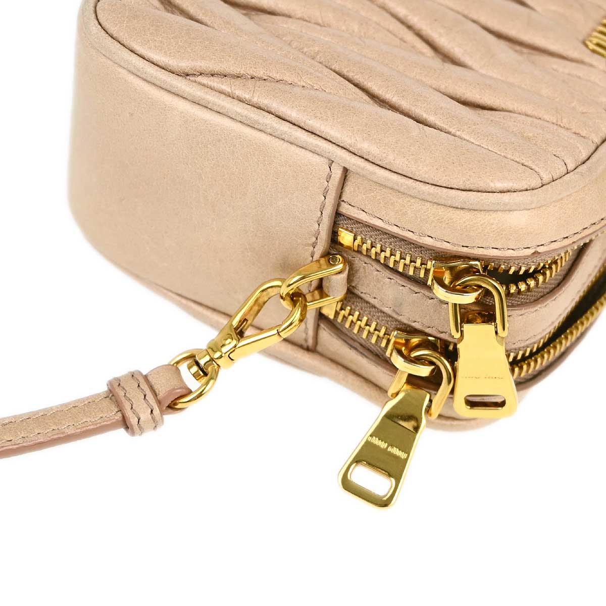 Miu Miu Beige Calf Skin Clutch Shoulder Bag