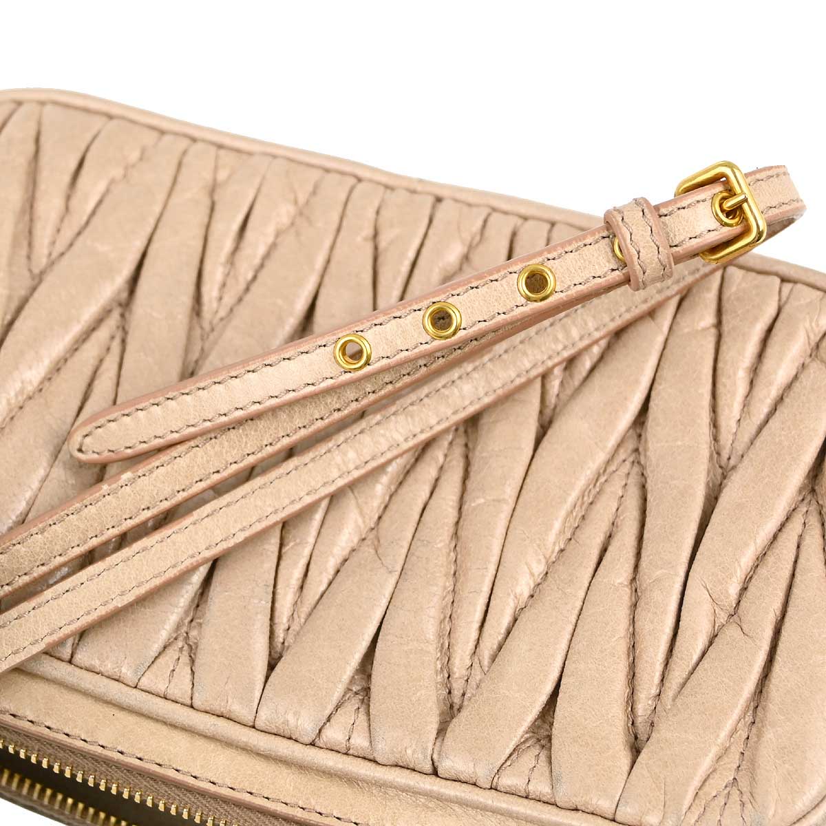 Miu Miu Beige Calf Skin Clutch Shoulder Bag