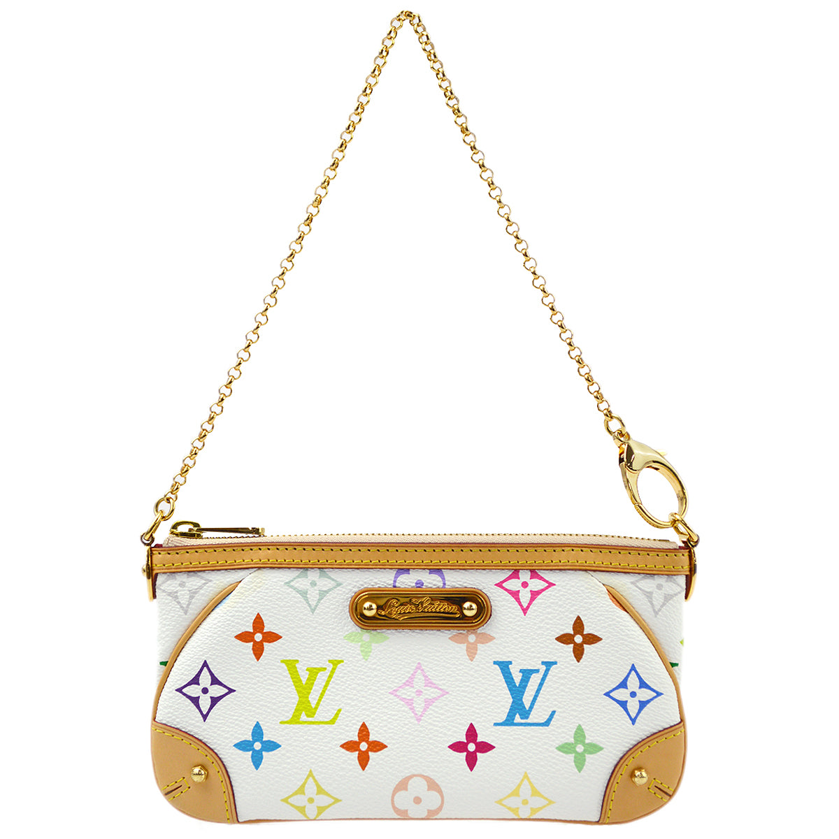 Louis Vuitton 2013 Multicolor White Pochette Milla MM Handbag M60096