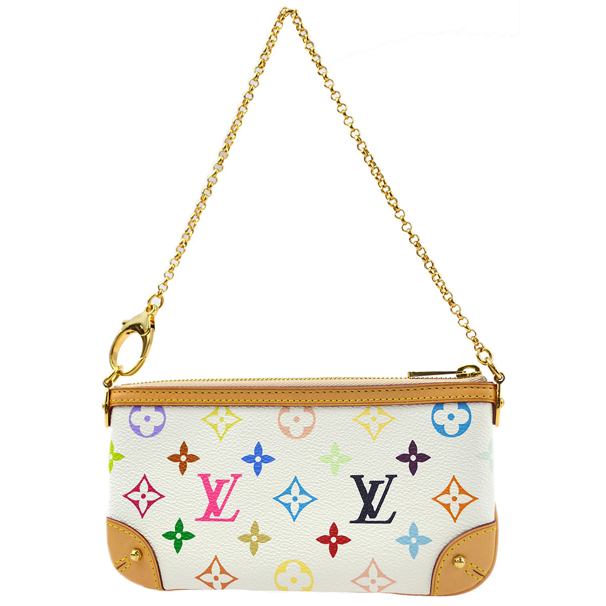 Louis Vuitton 2013 Multicolor White Pochette Milla MM Handbag M60096