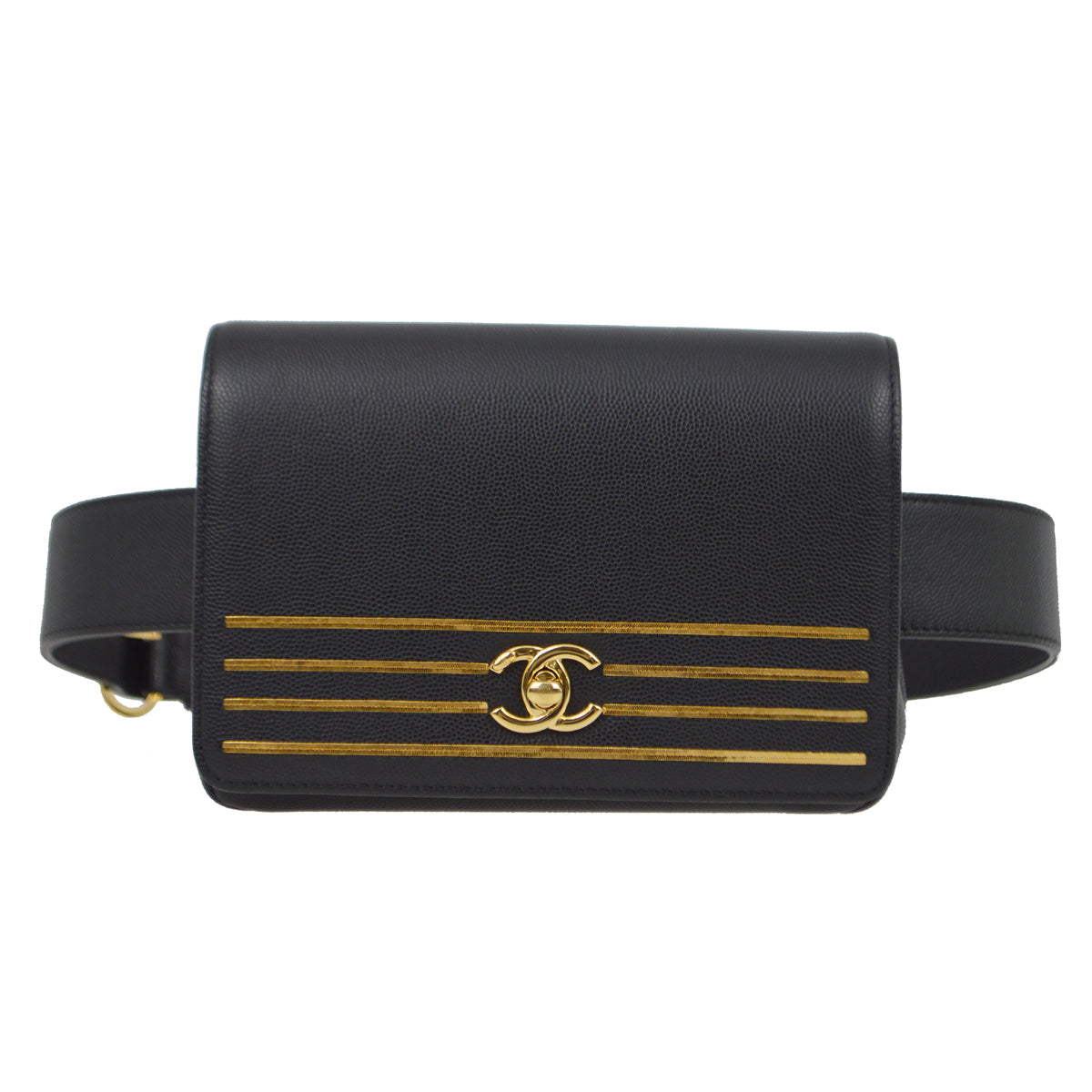 Chanel 2019 Black Caviar Captain Waist Bum Bag