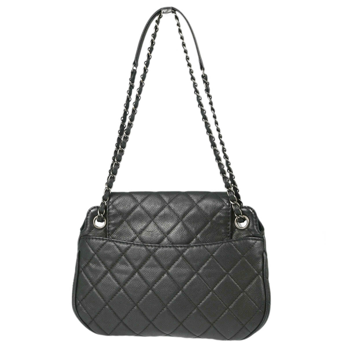 Chanel 2015-2016 Gray Caviar Shoulder Bag