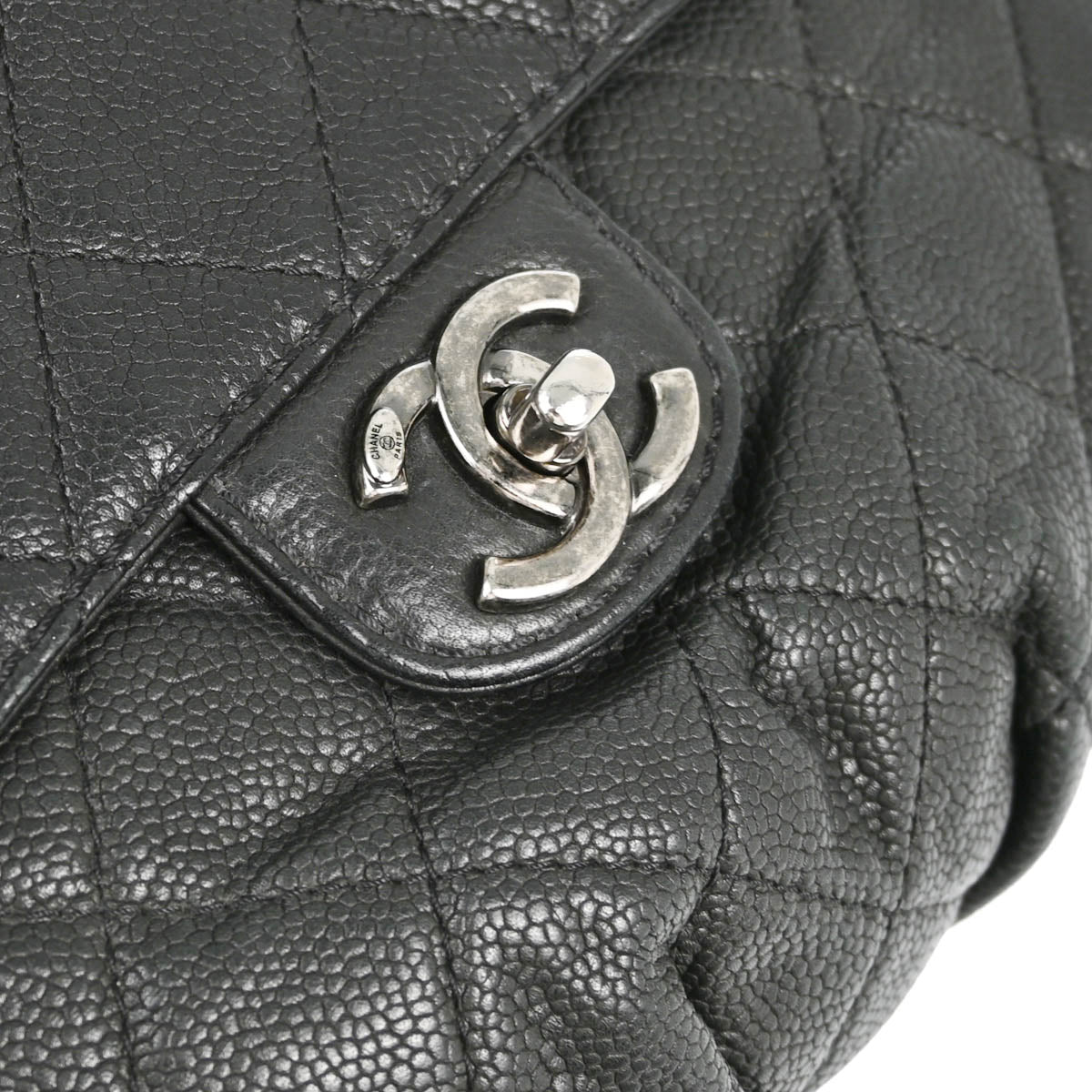 Chanel 2015-2016 Gray Caviar Shoulder Bag