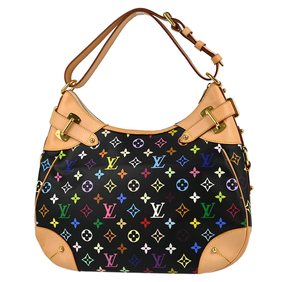 Louis Vuitton 2011 Black Monogram Multicolor Greta Shoulder Bag M40196