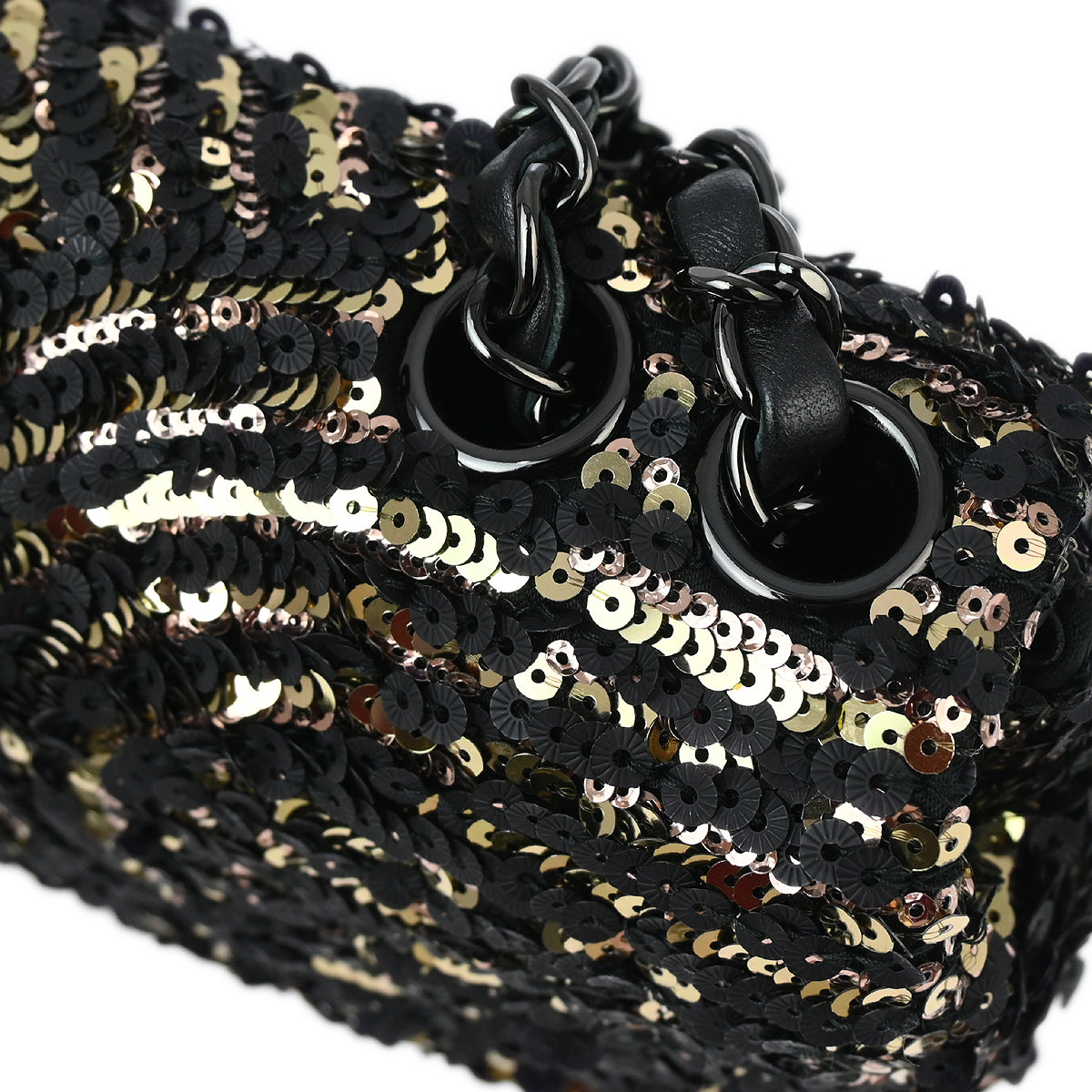 Chanel 2019 Black Gold Sequins Classic Single Flap Shoulder Bag