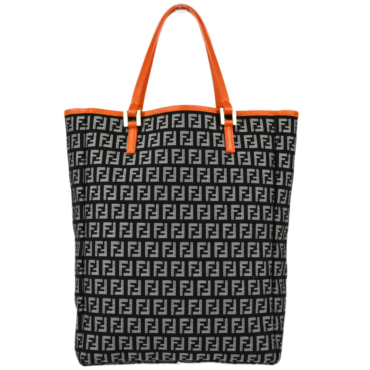 Fendi Black Orange Zucchino Tote Handbag