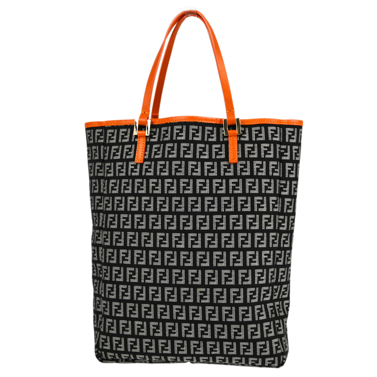 Fendi Black Orange Zucchino Tote Handbag