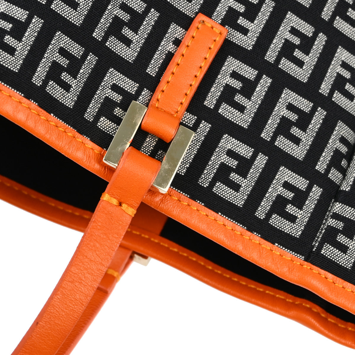 Fendi Black Orange Zucchino Tote Handbag