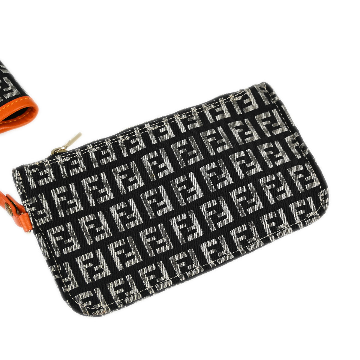 Fendi Black Orange Zucchino Tote Handbag