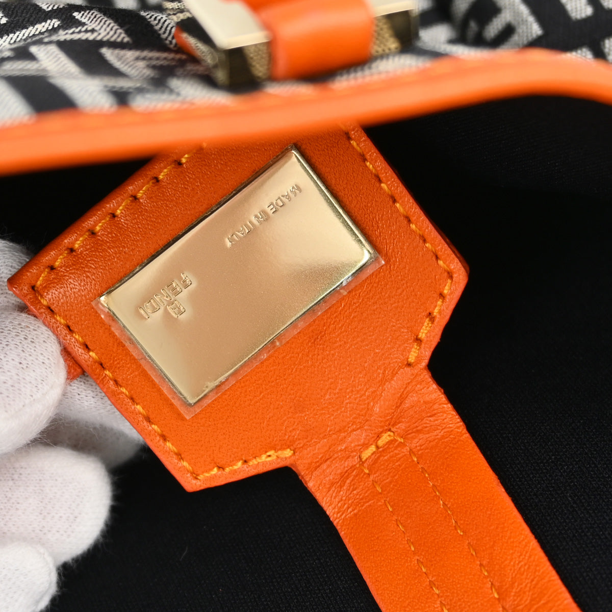 Fendi Black Orange Zucchino Tote Handbag