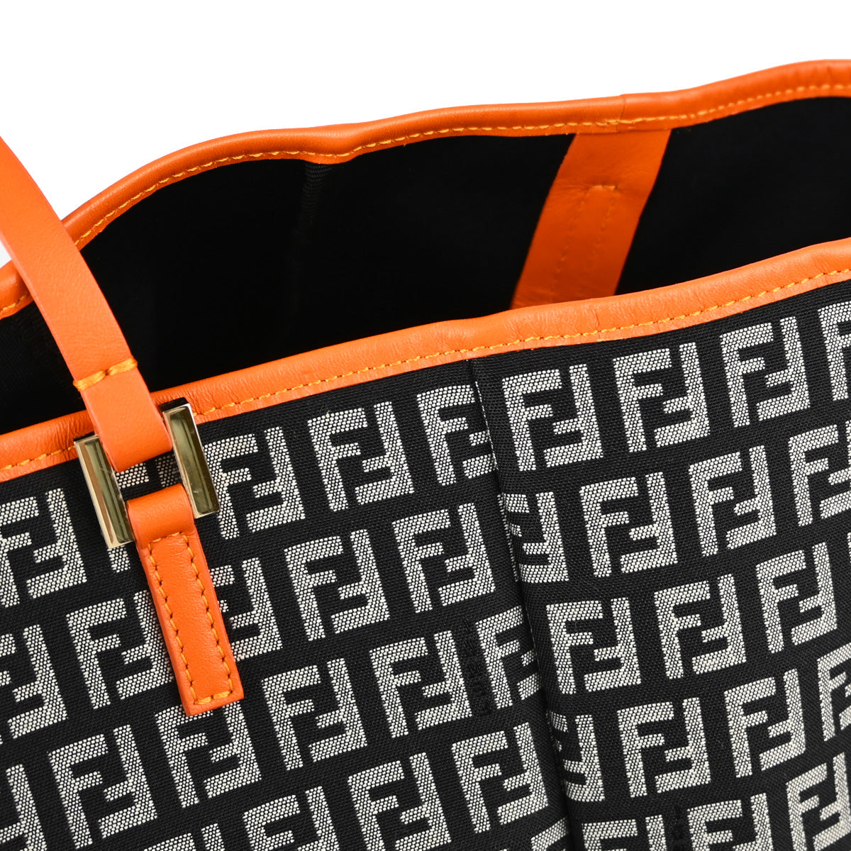 Fendi Black Orange Zucchino Tote Handbag