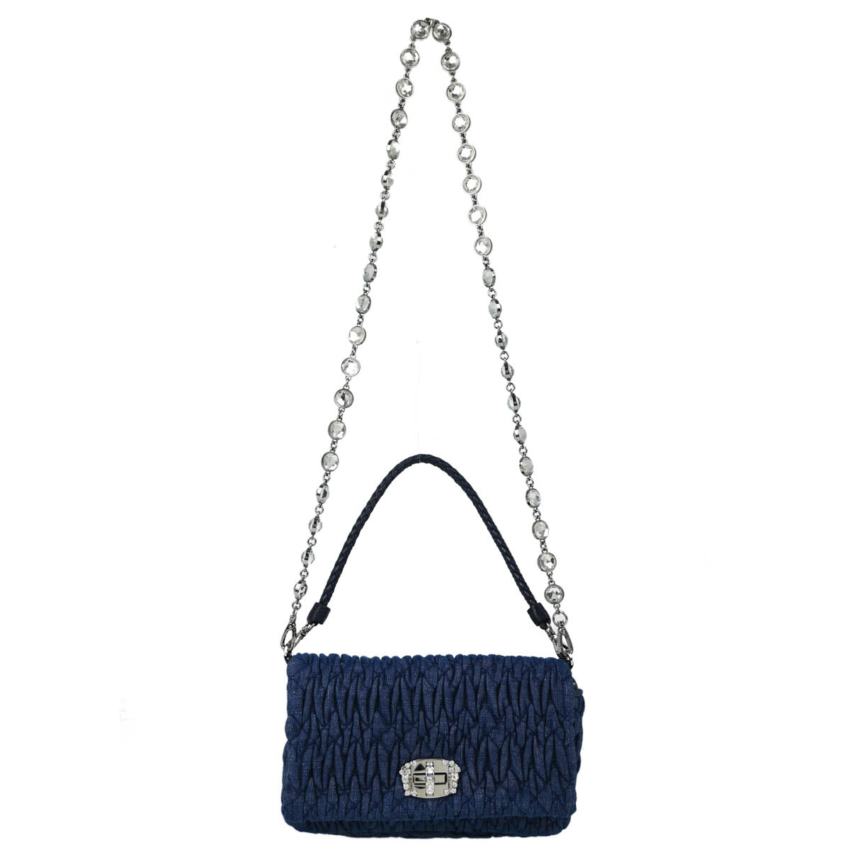 Miu Miu Blue Denim Matelasse 2way Shoulder Handbag