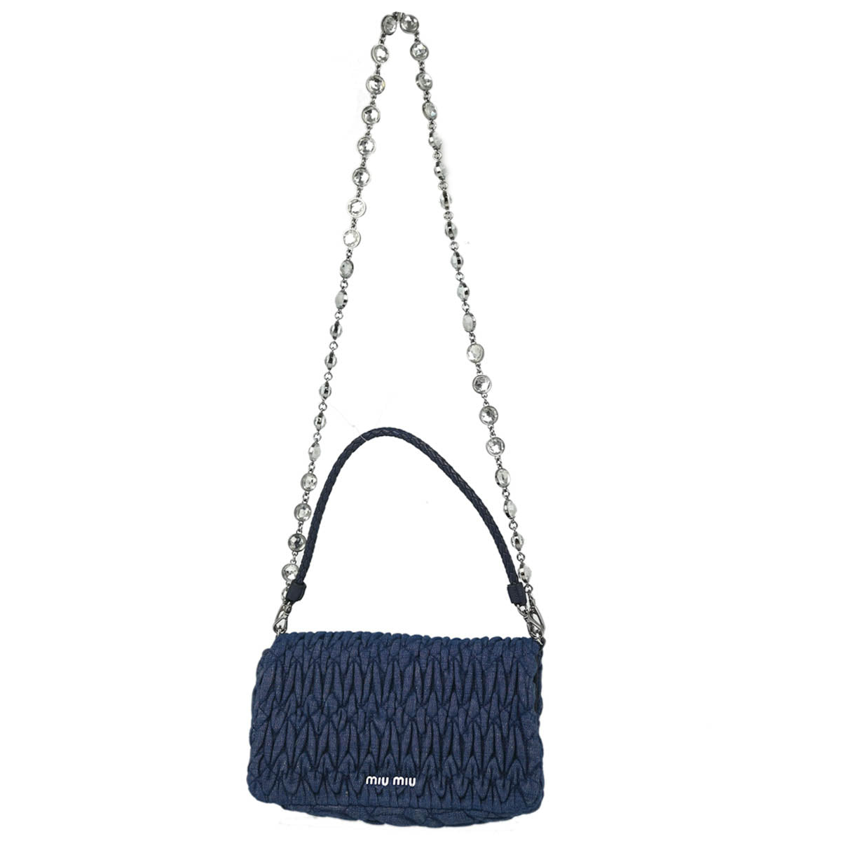 Miu Miu Blue Denim Matelasse 2way Shoulder Handbag