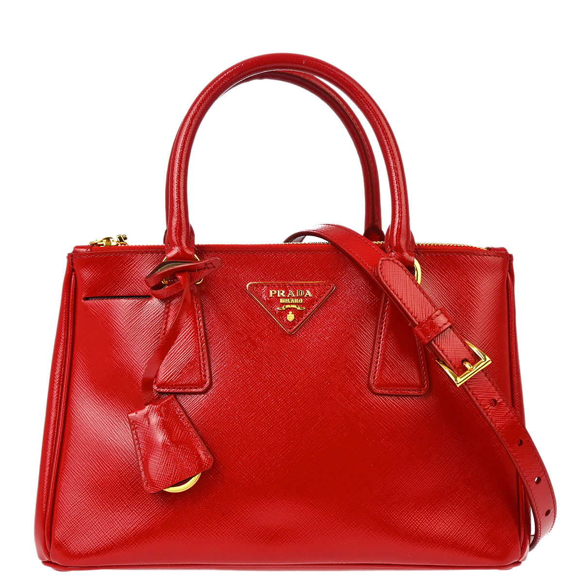 Prada Red Patent Leather Galleria 2way Tote Shoulder Handbag