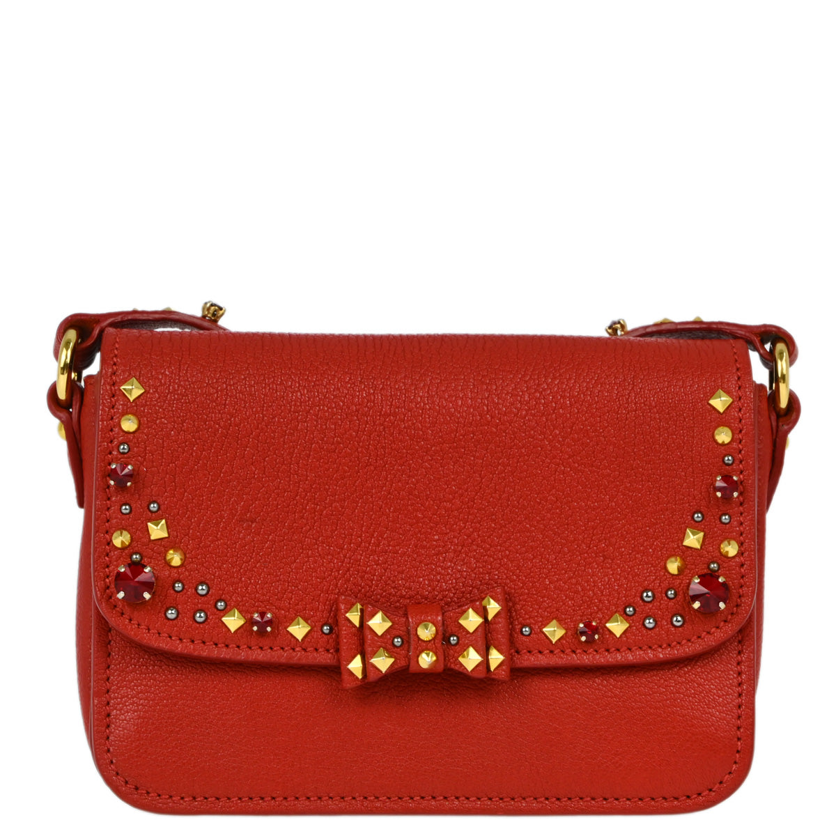 Miu Miu Red Goatskin Shoulder Bag