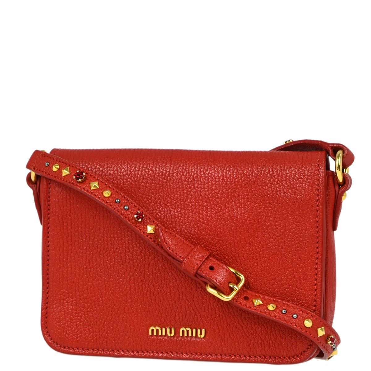 Miu Miu Red Goatskin Shoulder Bag