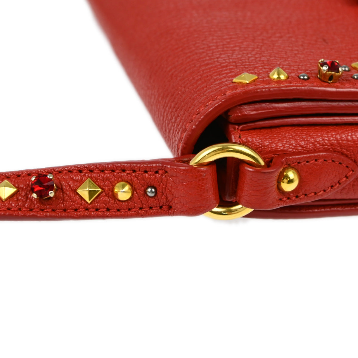 Miu Miu Red Goatskin Shoulder Bag