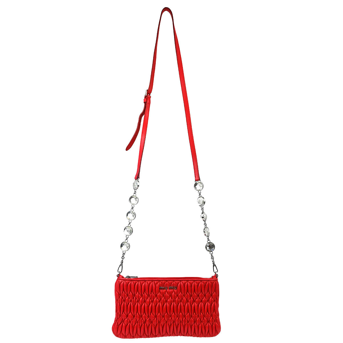 Miu Miu 2000-2010 Red Lambskin Matelasse Shoulder Bag