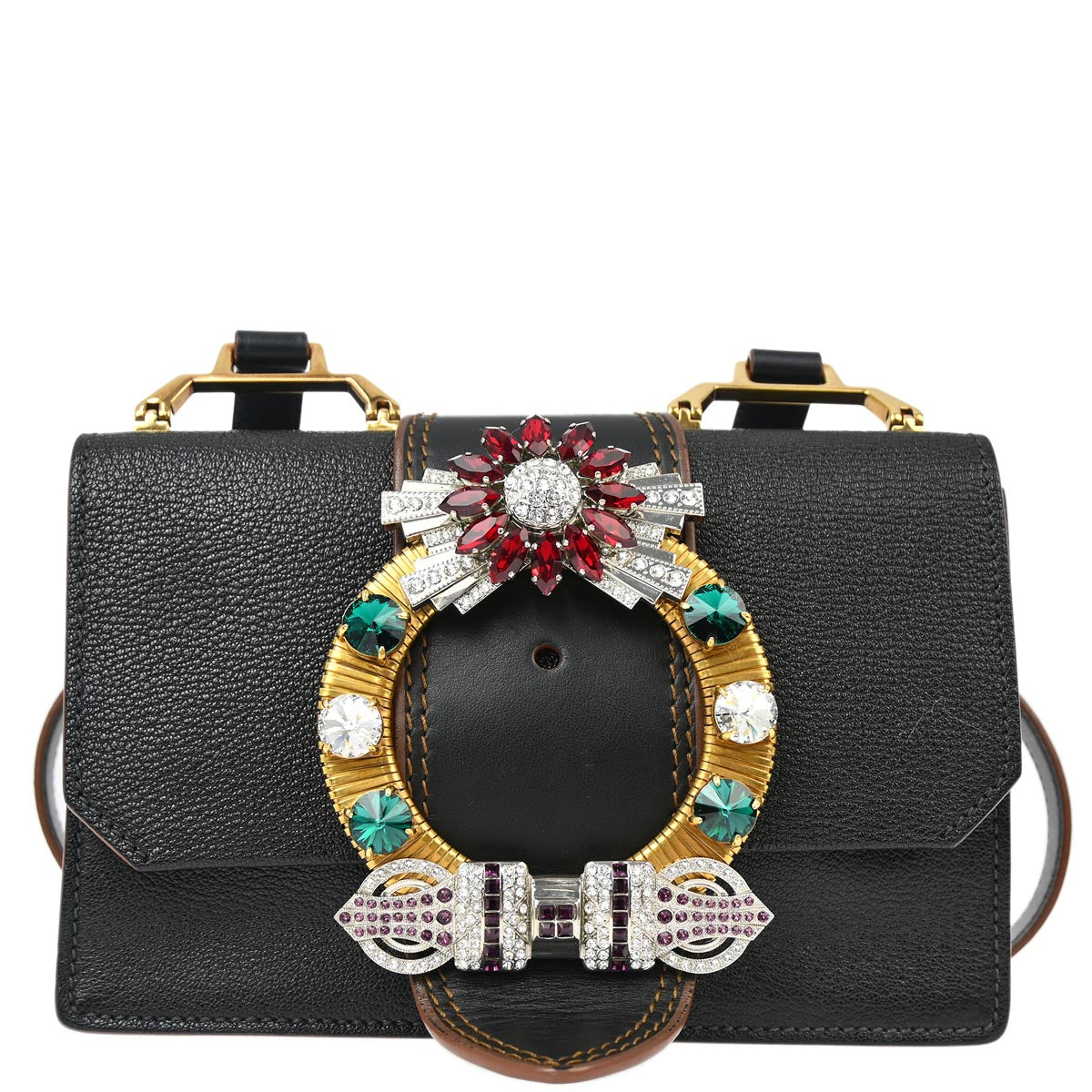 Miu Miu Black Goatskin Shoulder Bag