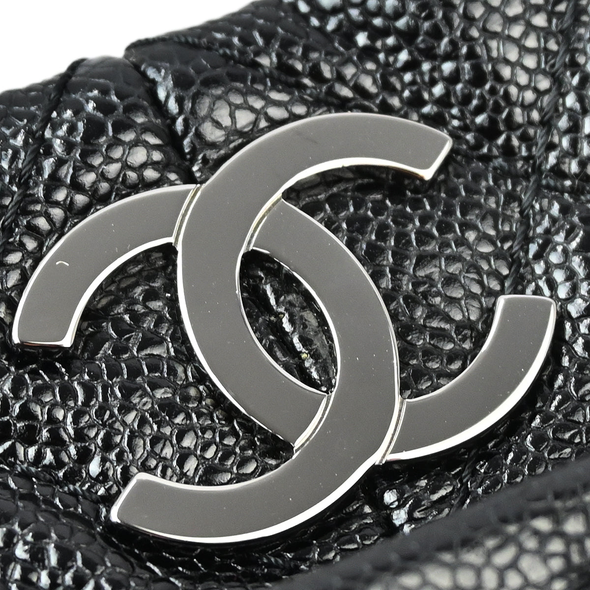 Chanel 2014-2015 Black Caviar Chain Shoulder Tote Bag