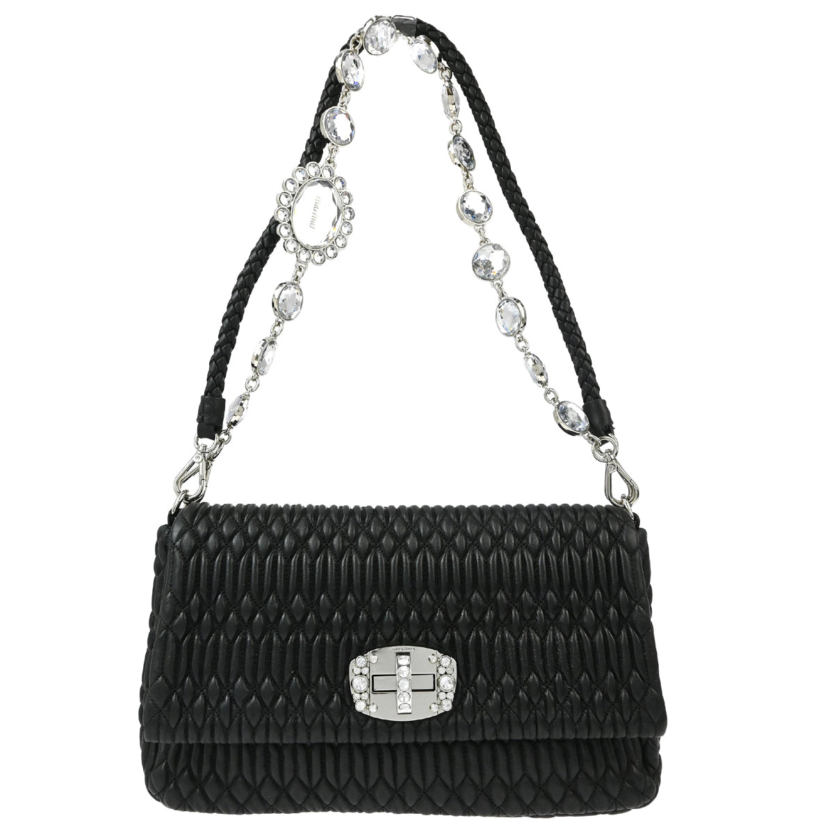 Miu Miu Black Nappa Crystal Handbag